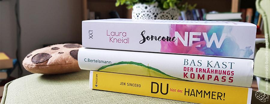 Bücher für den Sommer Tipps mit Someone New von Laura Kneidl, Der Ernährungskompass von Bas Kast und Du bist der Hammer von Jen Sincero